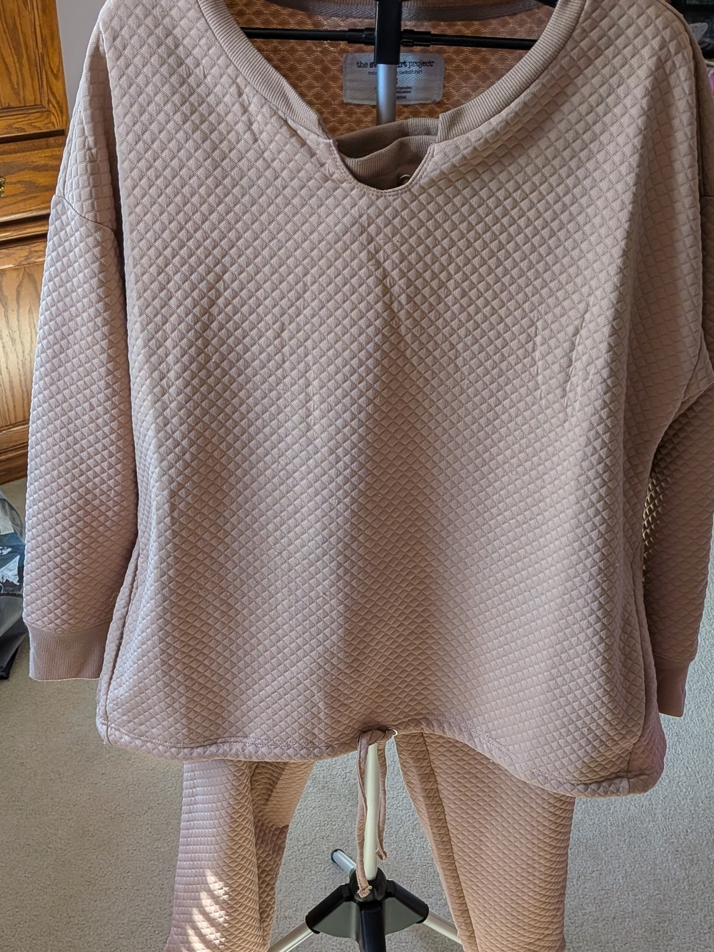 The Long Sleeve Sweat Suit Blush/Taupe.